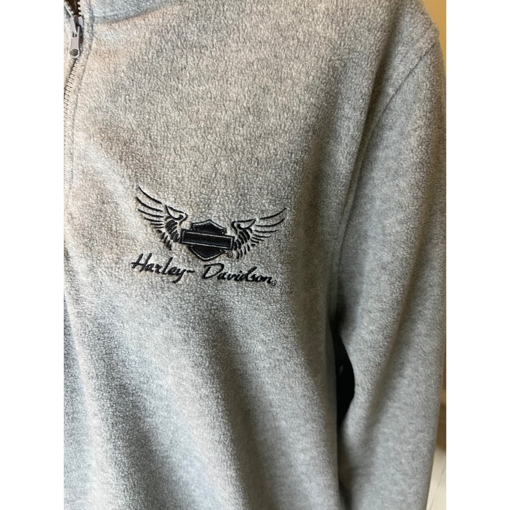 Harley Davidson Womens Gray Fleece 1/4 Zip Pullover Suburban Motors Thiensville